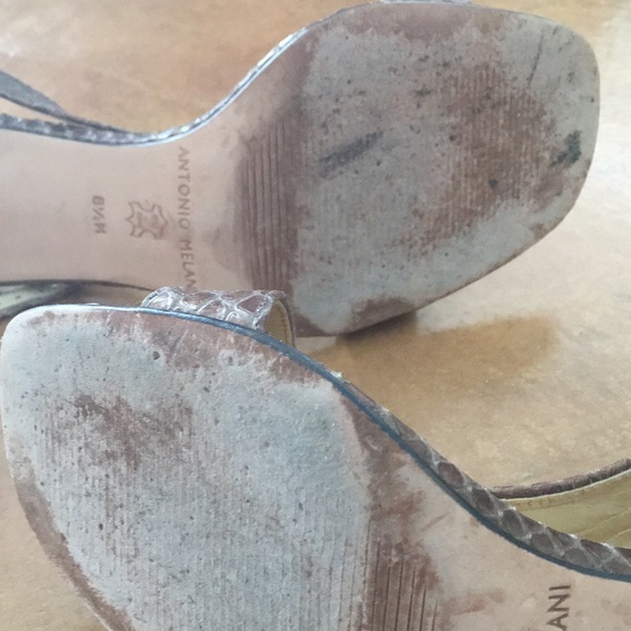 Antonio Melani Shoes Size 8.5 Strappy Sandals Bronze Snakeskin leather EUC - Picture 6 of 8